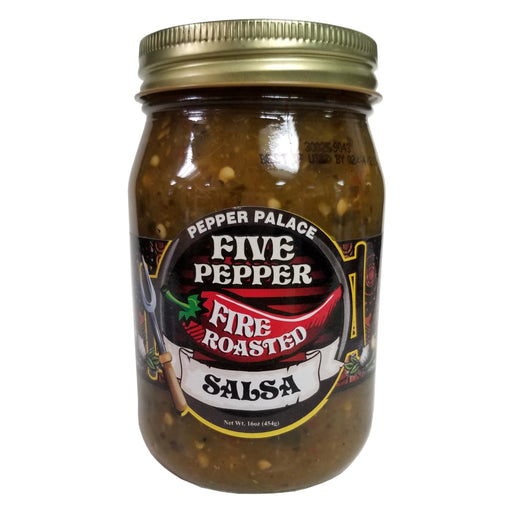 Pepper Palace Five Pepper Fire Roasted Salsa in a jar