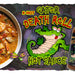 Gator Death Roll Hot Sauce in a shrimp and rice bowl