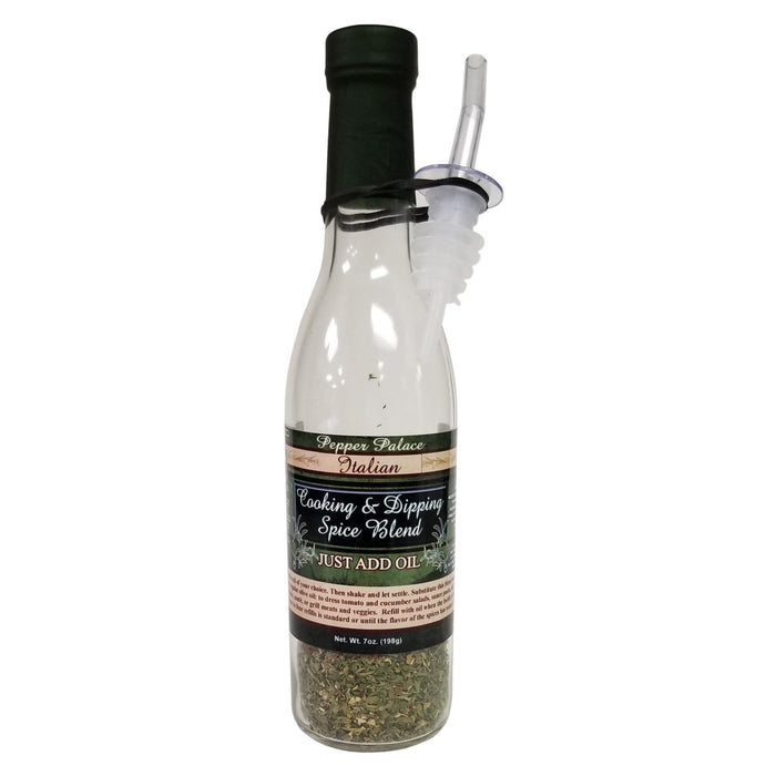 Pepper Palace Italian Cooking and Dipping Spice Blend in a bottle with a bottle neck shaker 