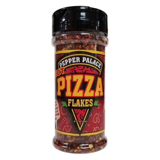 Pepper Palace Hot Pizza Flakes in a bottle