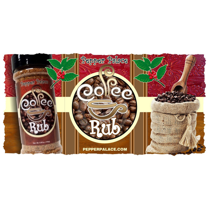 Pepper Palace Coffee Rub with coffee beans