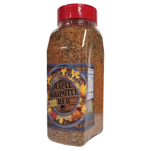 Pepper Palace Maple Chipotle Rub King Size in bottle with red top