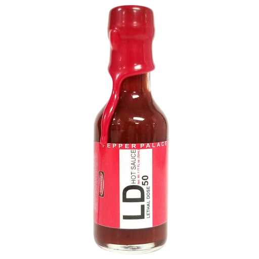 Pepper Palace LD50 Hot Sauce with red wax top